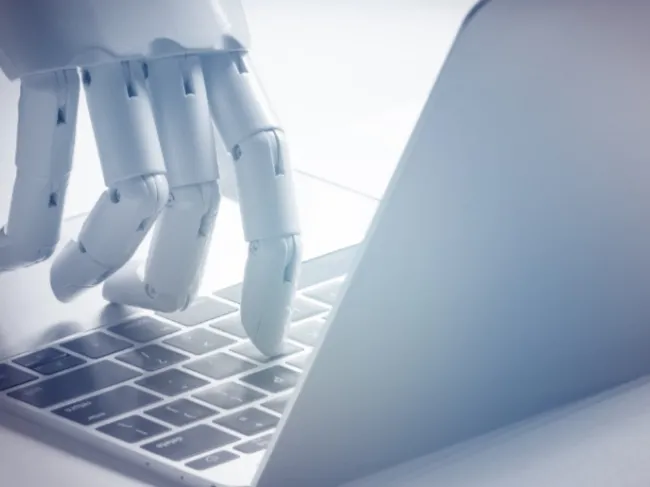robot hand typing
